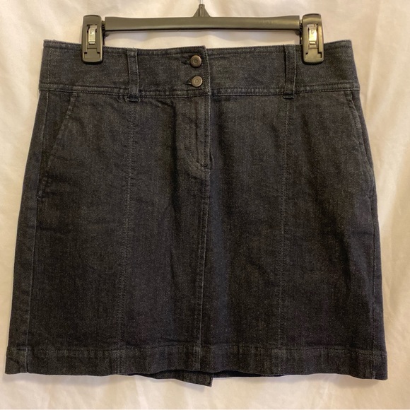 Ann Taylor LOFT petites Black Denim Skirt Sz 6P - Picture 1 of 6